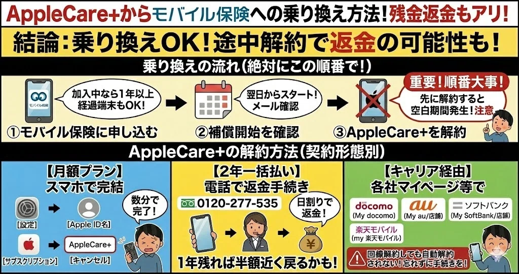 アップルケア 必要ない モバイル保険への乗り換え方法