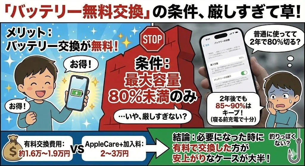 アップルケア 高すぎ バッテリー交換について