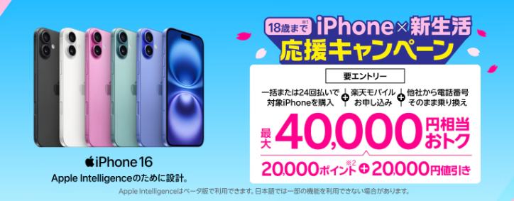 楽天モバイル 18歳以下限定 新生活応援キャンペーン (2)